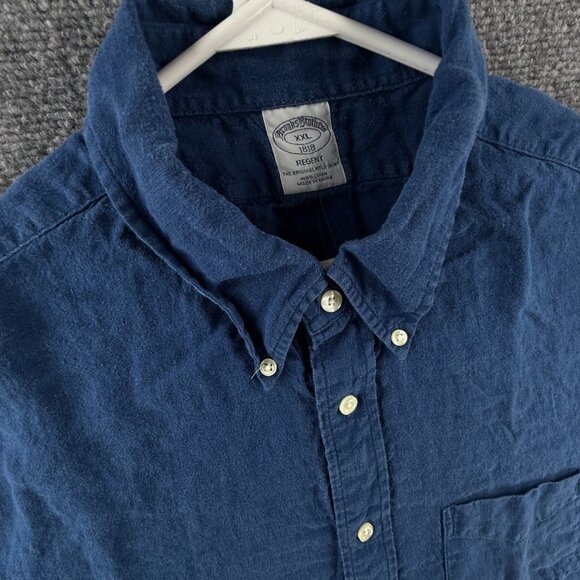 Brooks Brothers All Linen Button Down Shirt 2XL Short Sleeve Pocket Blue Regent - Picture 7 of 13